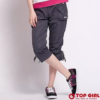 【TOP GIRL】灑脫甜心休閒七分褲-女(勁中灰)S勁中灰-S