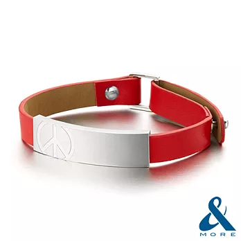 【＆MORE】愛迪莫鈦鍺-Peace皮革鍺手環(炙焰紅)女款炙焰紅