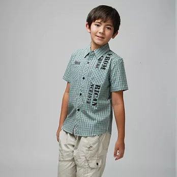 【C.H.K.】男童格紋字母印花襯衫100綠色
