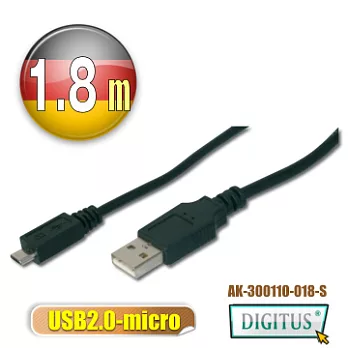 曜兆DIGITUS USB2.0轉microUSB2.0*1.8公尺手機傳輸線