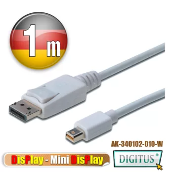 曜兆DIGITUS Mini DisplayPort轉 DisplayPort互轉線 *1公尺圓線(公-公)