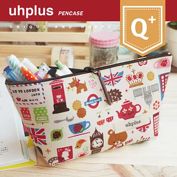 uhplus Q-plus寬底筆袋/ Tiny London