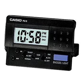 CASIO卡西歐旅行用摺疊式電子貪睡鬧鐘PQ-10-1R