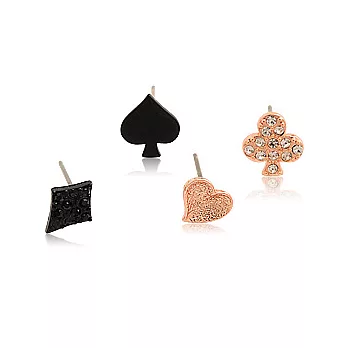 Enya★愛麗絲夢遊仙境 撲克牌造型耳環玫瑰金