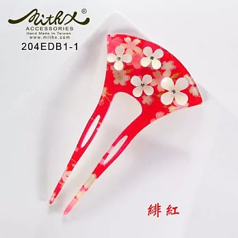 【MITHX】彩舞靜,和風扇形髮簪,髮插,髮飾,氣質亮麗優雅緋紅
