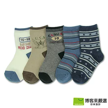 【博客來嚴選】男童彈性短襪A組15~19cm S(5入)