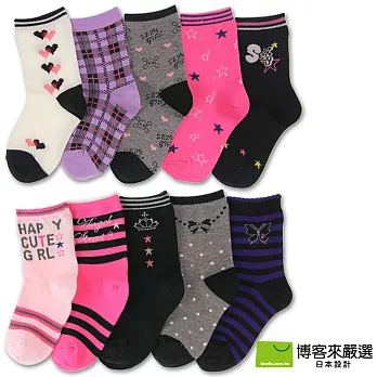 【博客來嚴選】女童彈性短襪15~19cm S(10入)