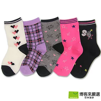 【博客來嚴選】女童彈性短襪(A組) 15~19cm S(5入)