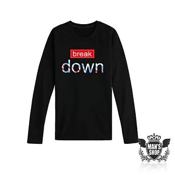 【男人幫 Man’s Shop】T5541＊街拍款【berak down極簡文字設計長袖T恤】復古風文字長T黑色3(女生L)號