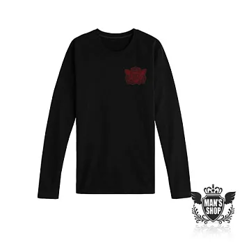 【男人幫 Man’s Shop】T5542＊經SGS商品合核【男人幫盾牌貼巾立體長袖T恤】全省專櫃可換貨黑色2(女生M)號