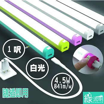 【綠流明】高亮度 1呎 4.5w 白光 一體成型 隨插即用LED燈白殼