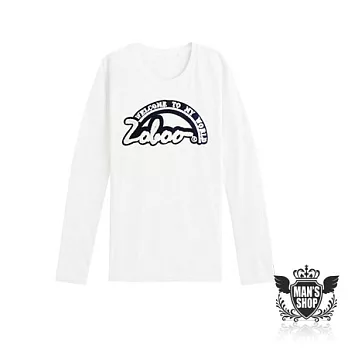 【男人幫Man’s Shop】T5547＊美式風格立體貼布【Zoboo學院風毛巾貼布拼接長袖T恤】藍色白色2(女生M)號