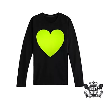 【男人幫Man’s Shop】T5549＊美式風格立體貼布【愛心拚接長袖純棉圓領T恤】七色,情侶T可XS黑(黃)