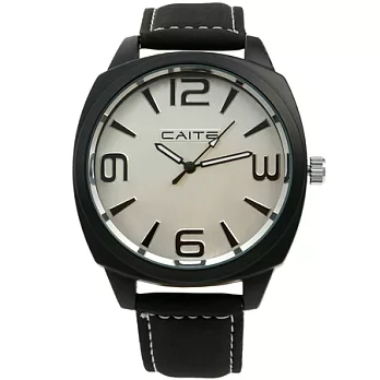 Watch-123 懷舊綻放-韓式裝扮麂皮腕錶x黑色帶-白