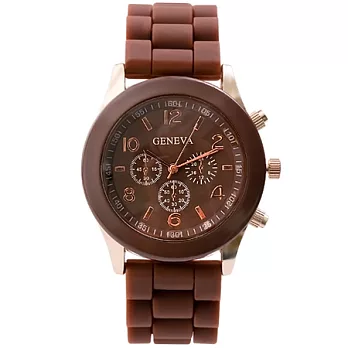 Watch-123 繽紛馬卡龍-爆款輕甜時尚果凍腕錶-可可褐