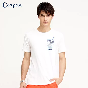 【Corpo X】男款涼感圖T-暢飲夏天S白