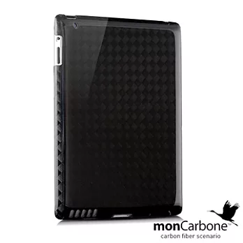 monCarbone 【Black Diamond Smartt Mate】 iPad 4 / New iPad 碳纖維保護殼午夜亮黑Midnight Black