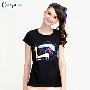 【Corpo X】女款涼感圖T-屁股有炸彈L黑