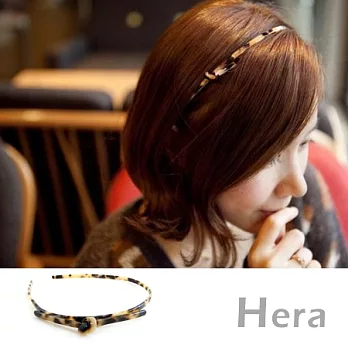 【Hera】赫拉 韓國飾品豹紋線條蝴蝶結細版頭箍/髮箍(淺咖啡)