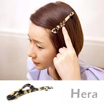 【Hera】赫拉 韓國飾品豹紋蝴蝶結長版一字邊夾/髮夾(淺咖啡)