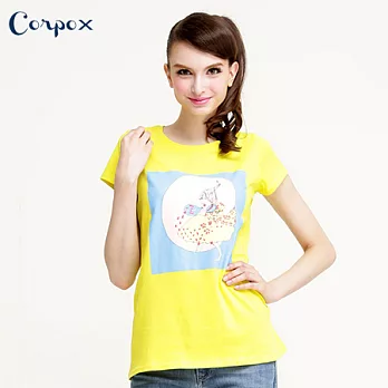 【Corpo X】女款涼感圖T-因為愛L芥末黃