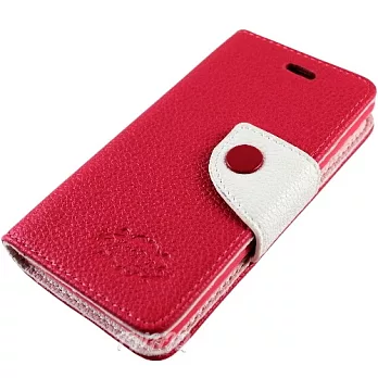 KooPin HTC Butterfly S 蝴蝶S 雙料縫線 側掀(立架式)皮套蜜桃紅