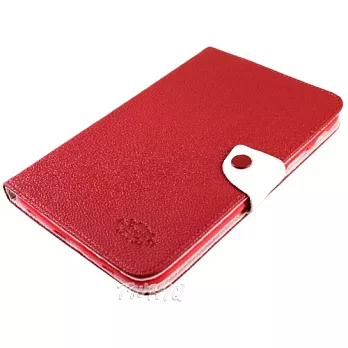 KooPin 三星 Galaxy Tab2 7吋 P3100 /P3110 雙料縫線 側掀(立架式)皮套豔情紅