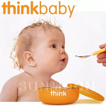 美國Thinkbaby無毐不鏽鋼寶寶碗(淺碗)橘色