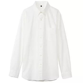 [MUJI 無印良品]男有機棉斜紋織扣領襯衫L柔白