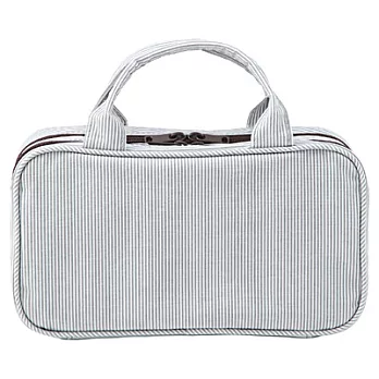 [MUJI 無印良品]TPU附提把化妝包(附刷具收納)/灰條紋