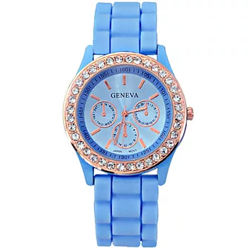 Watch-123 晶鑽馬卡龍-沁夏微甜晶鑽果凍腕錶(瑞典藍)