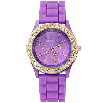 Watch-123 晶鑽馬卡龍-沁夏微甜晶鑽果凍腕錶(桔梗紫)