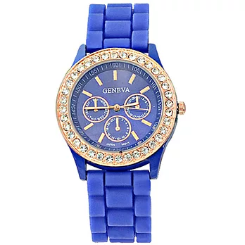 Watch-123 晶鑽馬卡龍-沁夏微甜晶鑽果凍腕錶(寶石藍)