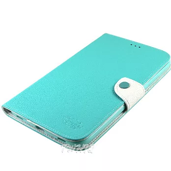 KooPin Samsung Galaxy Tab3 7.0 (T2110) 雙料縫線 側掀(立架式)皮套湖水綠