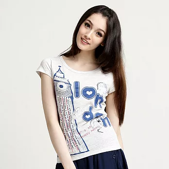 【Bés Carol】女式倫敦短袖T恤XL中麻灰