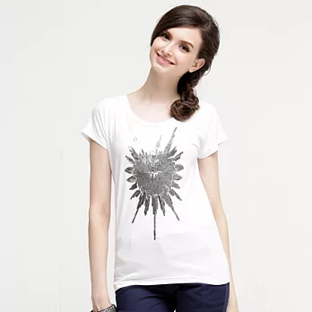 【C.H.K.】女式珠片繡花落肩T恤M白