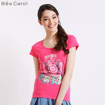 【Bés Carol】女式幸運五葉花短袖T恤XL紅