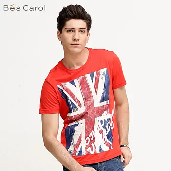 【Bés Carol】男式倫敦短袖T恤M紅