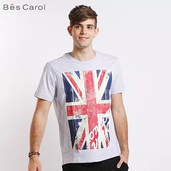 【Bés Carol】男式倫敦短袖T恤M淺麻灰