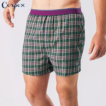 【Corpo X】男式精梳棉平口褲M綠紫格紋