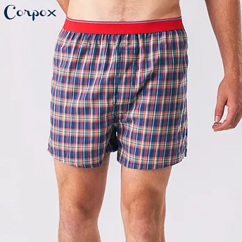 【Corpo X】男式精梳棉平口褲M紅藍綠格紋