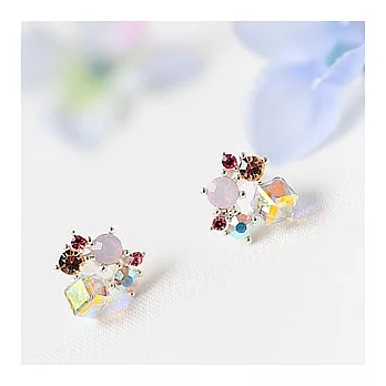 Enya★美麗年華細緻水晶鑽耳環粉色-pink
