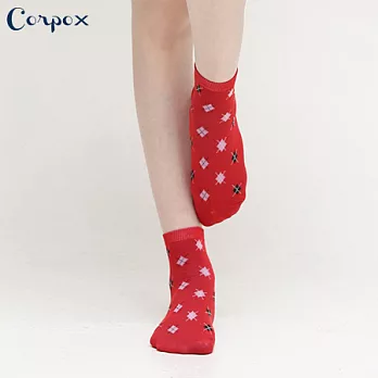 【Corpo X】女款除臭抗菌短襪嫣紅(菱格)