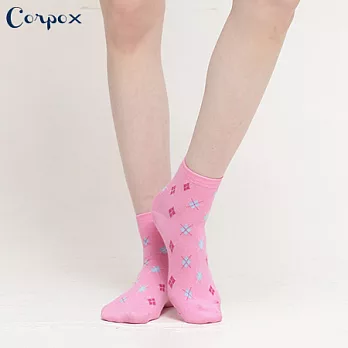 【Corpo X】女款除臭抗菌短襪粉紅(菱格)