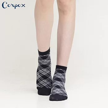 【Corpo X】女款除臭抗菌短襪(格紋)深藍