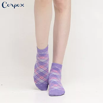 【Corpo X】女款除臭抗菌短襪(格紋)淺紫