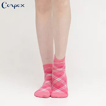 【Corpo X】女款除臭抗菌短襪(格紋)茄橙