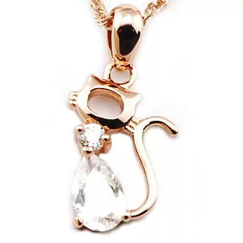 【山本美樹】晶鑽貓咪 奧地利水晶鑽項鍊(玫瑰金)