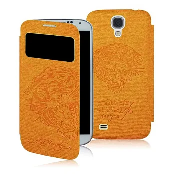 ED HARDY Samsung S4 側掀電池皮套-4款(愛瑪黃)LKS