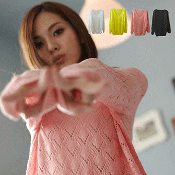 ROSE.甜色v領菱紋針織上衣4色粉系